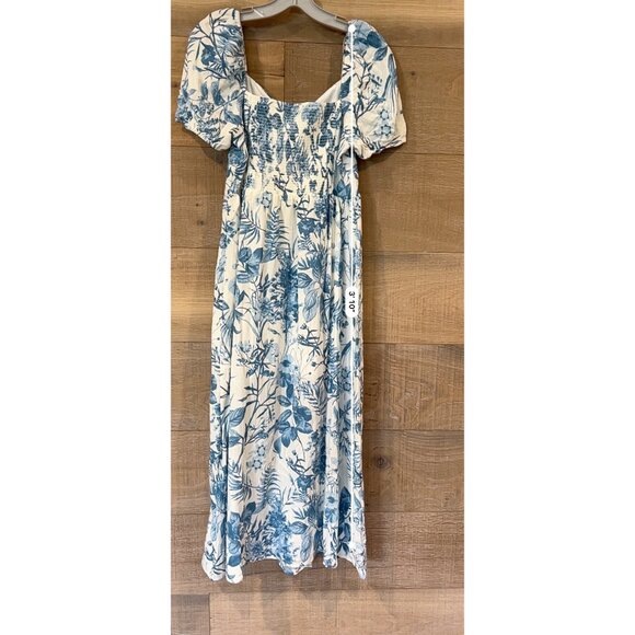 ZOE & CLAIRE Floral Puff Sleeve Front Slit Midi Dress size L - Picture 8 of 10